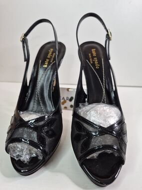 Kate Spade Black Women's Slingback Peep Toe Heels